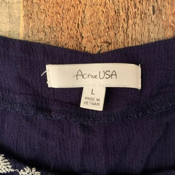 Active USA blue and white cami camisole tank top with embroidered detail - L - Picture 4 of 7